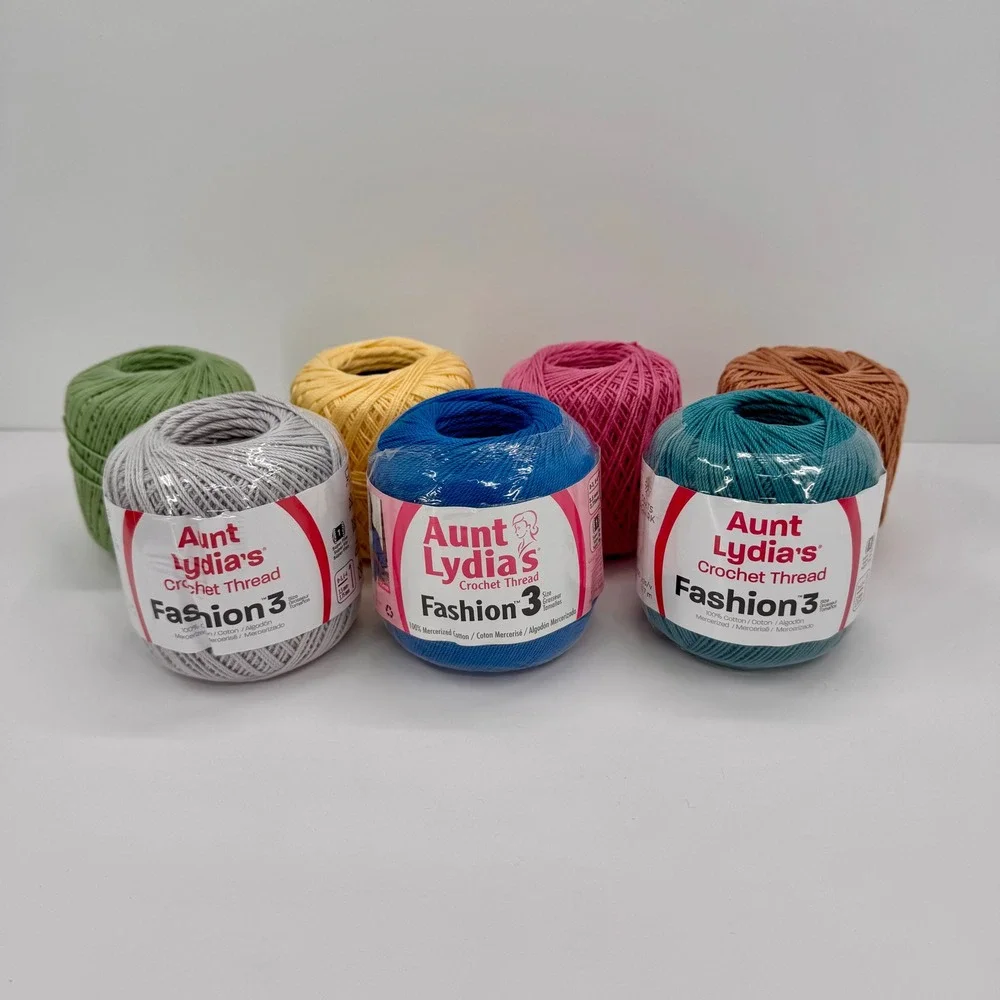 Aunt Lydia's Fashion 3 Crochet Thread Lot 7 Assorted Colors 100% Cotton 150 Yard - Picture 2 of 16